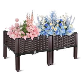 Outdoor Raised Garden Bed with Legs Elevated Planter Box with Self-watering System for Garden Patio Balcony Vegetables Flowers Herbs PP Plastic Box Ea (Option: PLANTER(M804037))