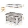 31QT/29L Foldable Storage Bins with Lid 4 Doors Collapsible Stackable Closet Organizer Containers with Lock 4Pcs Wheels