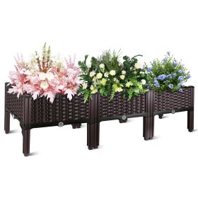 Outdoor Raised Garden Bed with Legs Elevated Planter Box with Self-watering System for Garden Patio Balcony Vegetables Flowers Herbs PP Plastic Box Ea (Option: PLANTER(L1204037))