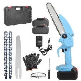 Electric Mini Chainsaw Portable Handheld Cordless Small Chain Saw Battery Powered with 2Pcs 1200mAh Rechargeable Batteries 8in Chains Gloves Goggles f (Option: MINICHAINSAW(BLUE)GPCT5119)