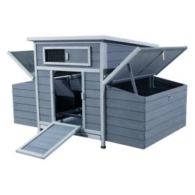 Forbidden To Sell On Temu Large Wooden Chicken Coop for 3-6 Chickens, Outdoor Hen House with 6 Nesting Compartments, Waterproof Asphalt Roof, Removabl (Option: CHICKENCOOP(GRAYISHPURPLE))