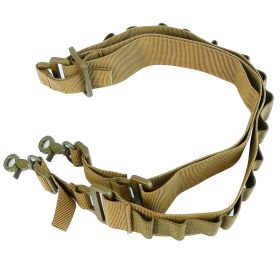 Tactical Shotgun Sling 2 Point Gun Sling Adjustable Shoulder Strap Rifle Shotgun Belts w/ 15-Shell Holders (Option: SINGLEPOINTGUNSLING(KHALI)GPCT2543)