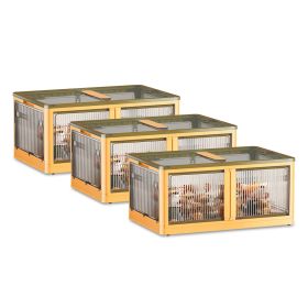 3Pcs Foldable Storage Bins with Lid 4 Doors Collapsible Stackable Closet Organizer Containers with Lock 4Pcs Wheels (Option: 3PCSBINS(LYELLOW)GPCT4628)