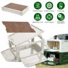 Folding Storage Bin Camping Collapsible Organizer Box Stackable Grocery ContainerÂ Shelf Baskets with Cutting Board Top Lid 4 Side Lockable Doors Whee