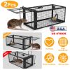 2 Pack Rat Trap Cage Humane Live Rodent Trap Cage Galvanized Iron Mice Mouse Control Bait Catch with Detachable U Shaped Rod