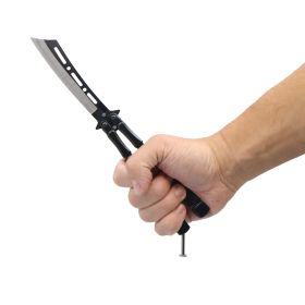 9.25" Bones Butterfly Knife with Cleaver Blade (Color: Silver)