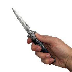 9â€ Automatic Out-The-Side Knife (Color: Wood/Silver)